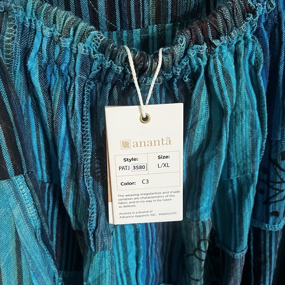 NWT Ananta Romper  Women's L/XL Patchwork Teal Blue Black Pockets Boho Hippie - Picture 8 of 16